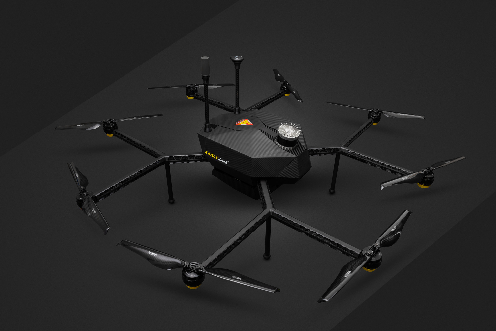 Horizontální pohled na dynamický design těla našeho dronu