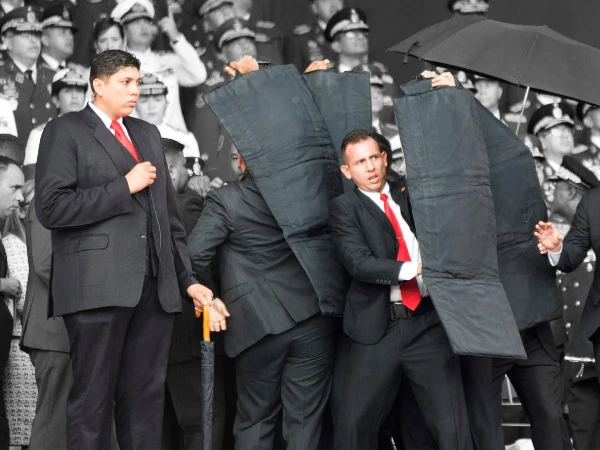 Military parade where the drone attack took place in Venezuela